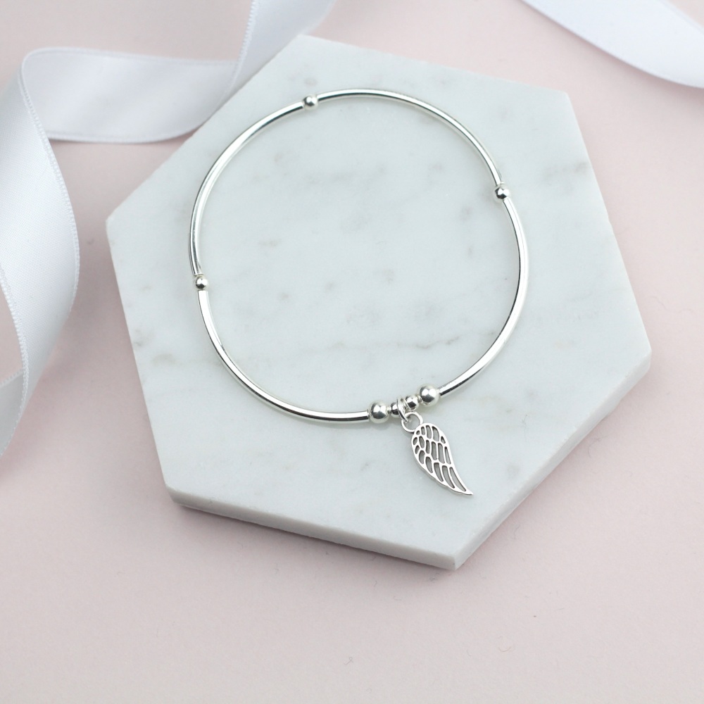 Silver Angel Wing Noodle Bracelet - Ariana Jewellery