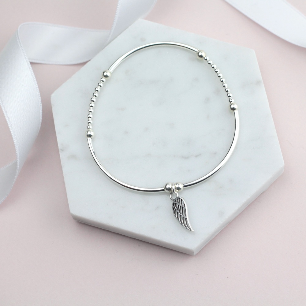 Silver Angel Wing BNoodle Bracelet - Ariana Jewellery