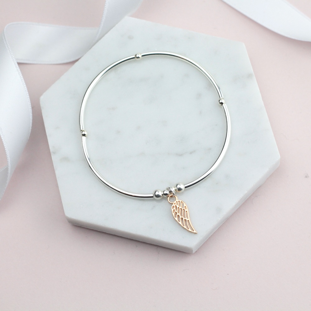Rose Gold Angel Wing Noodle Bracelet - Ariana Jewellery