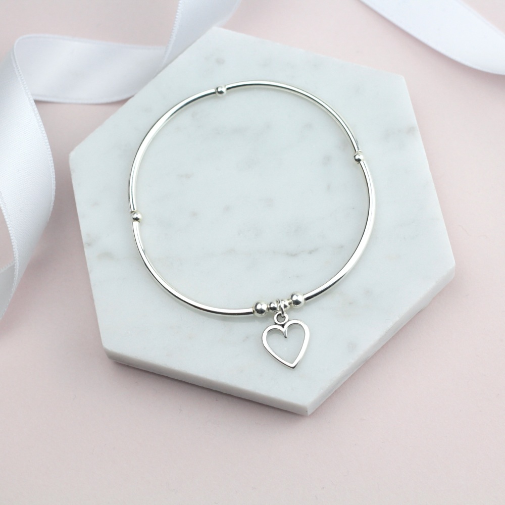 Silver Heart Noodle Bracelet - Ariana Jewellery