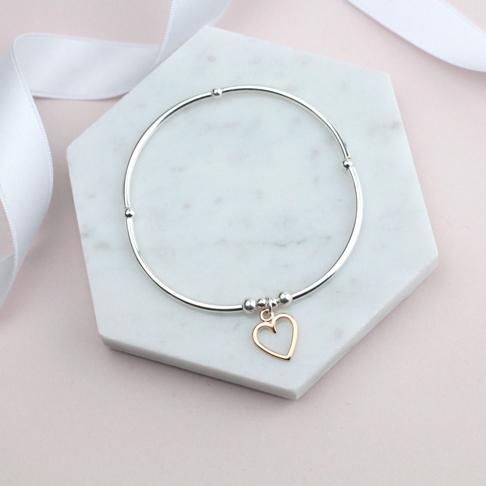 Rose Gold Heart Noodle Bracelet - Ariana Jewellery