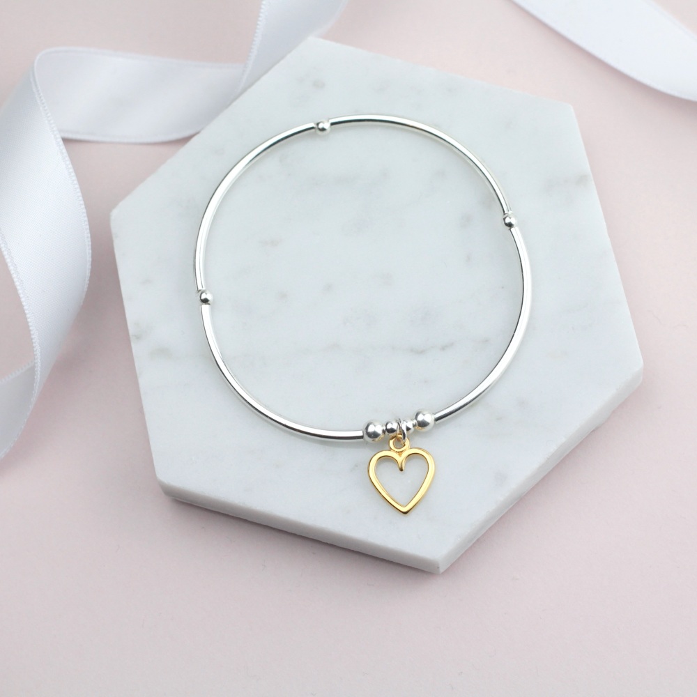 Gold Heart Noodle Bracelet - Ariana Jewellery