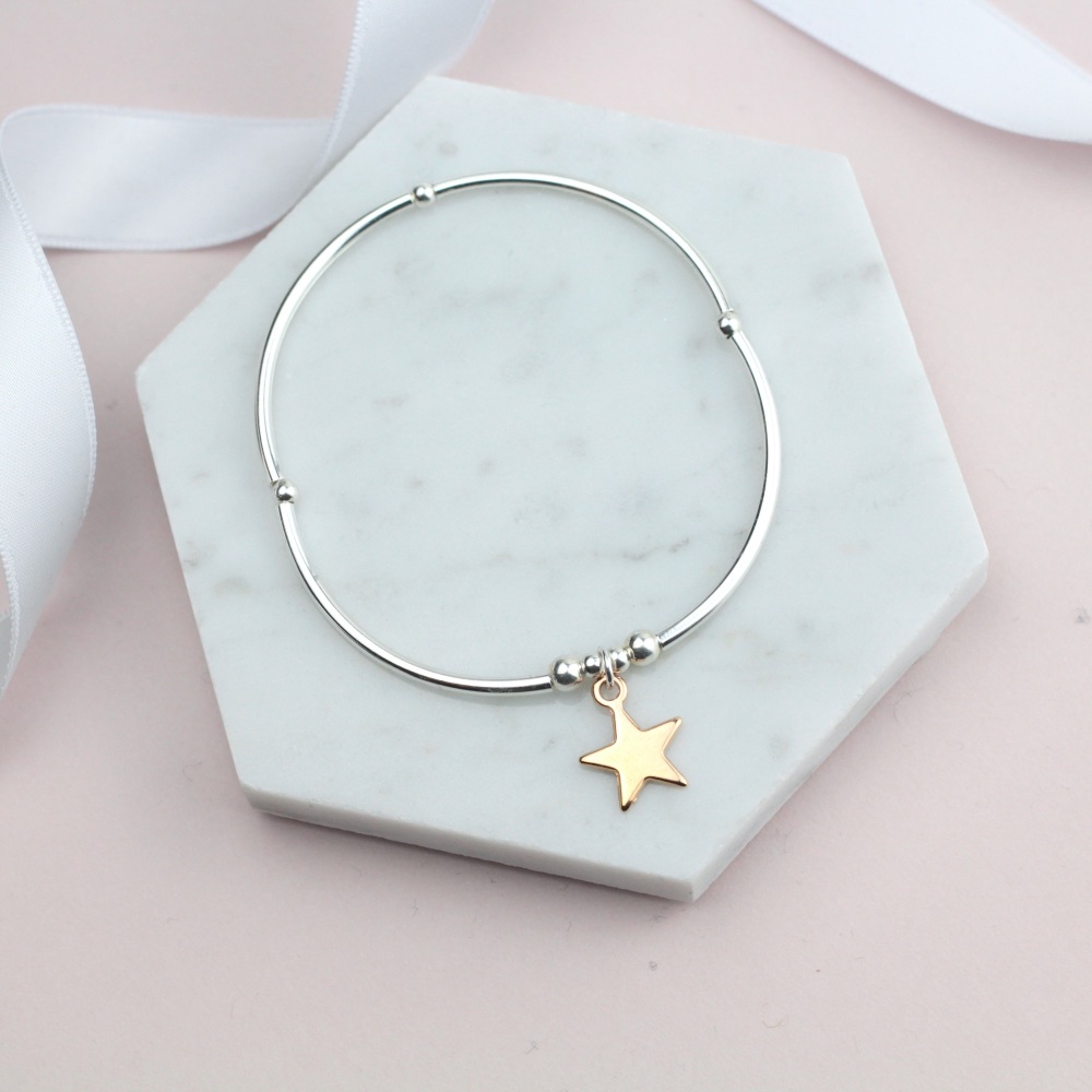 Rose Gold Star Noodle Bracelet - Ariana Jewellery