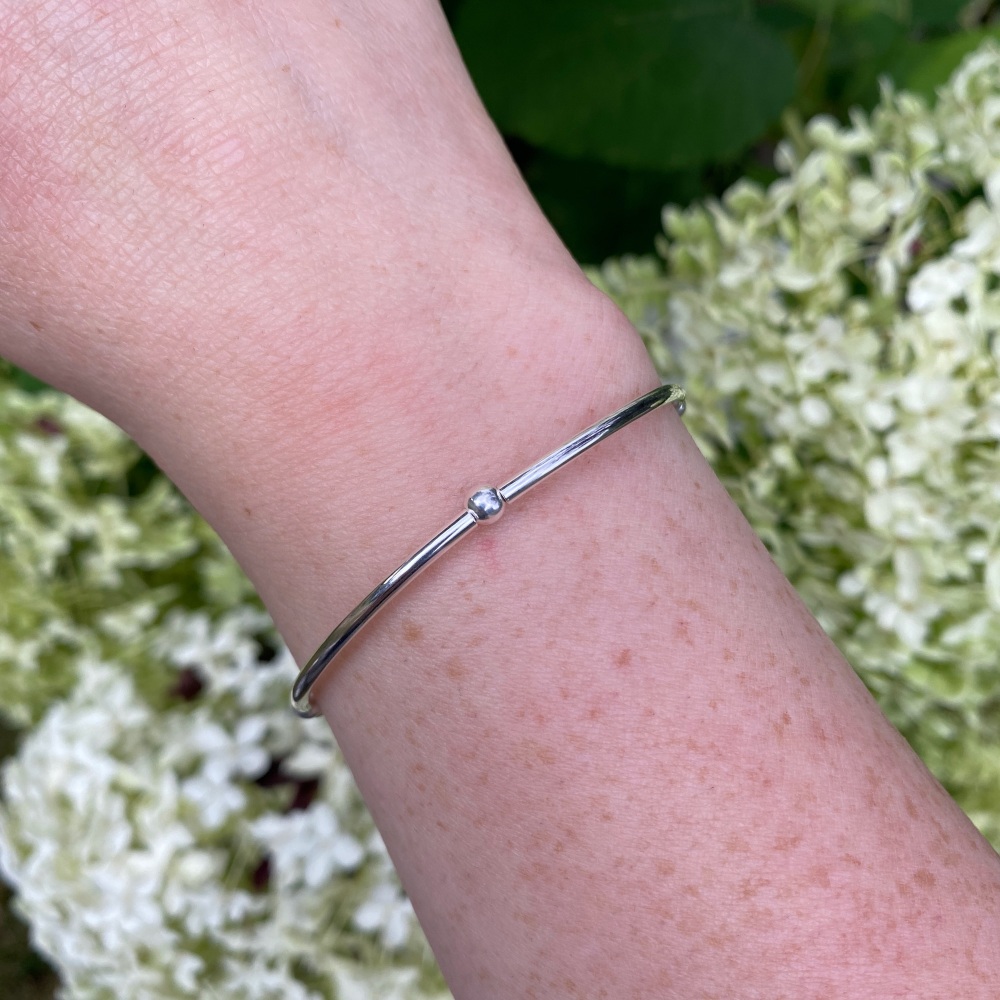 Silver Plain Noodle Stacking Bracelet - Ariana Jewellery