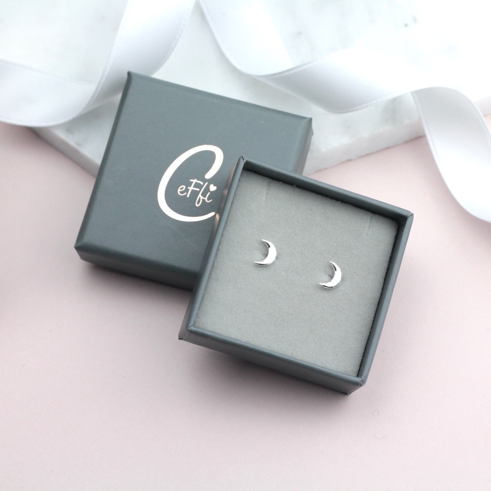 Sterling Silver Moon Earrings - CeFfi Jewellery
