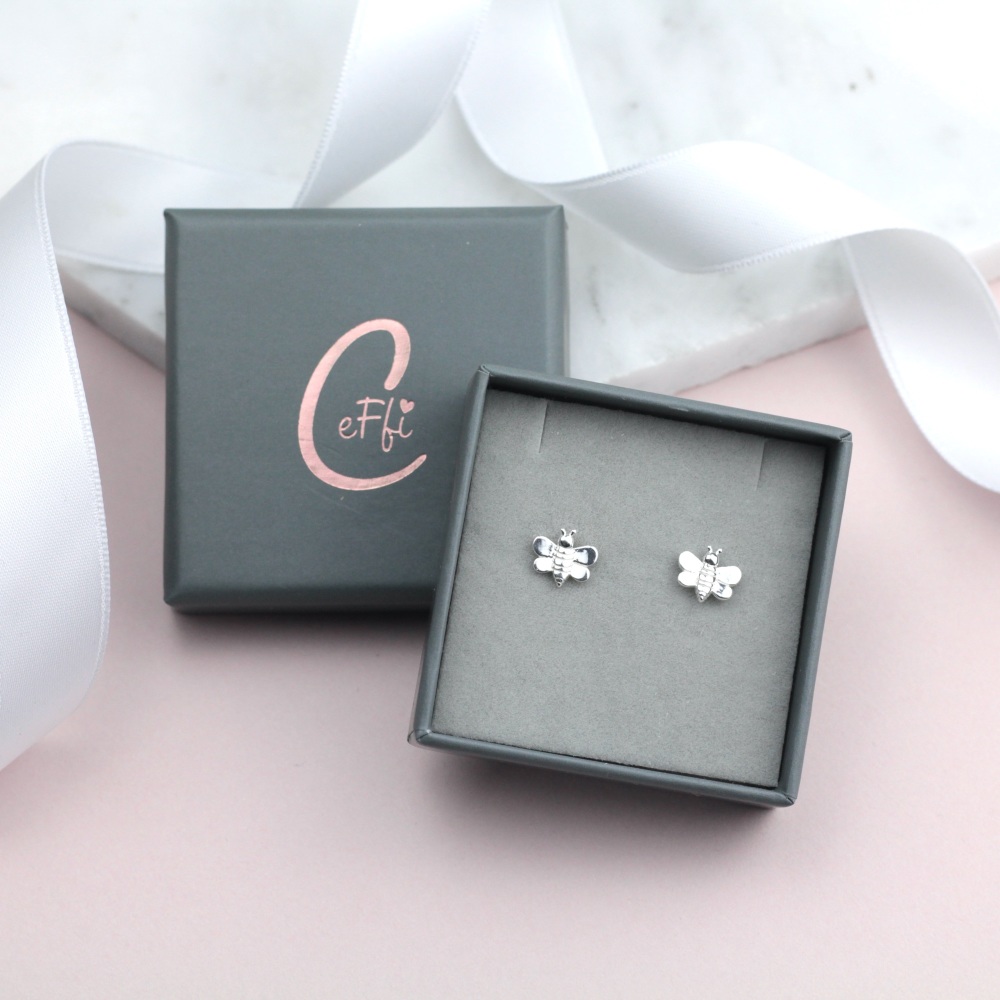 Bumble Bee Sterling Silver Earrings - CeFfi Jewellery