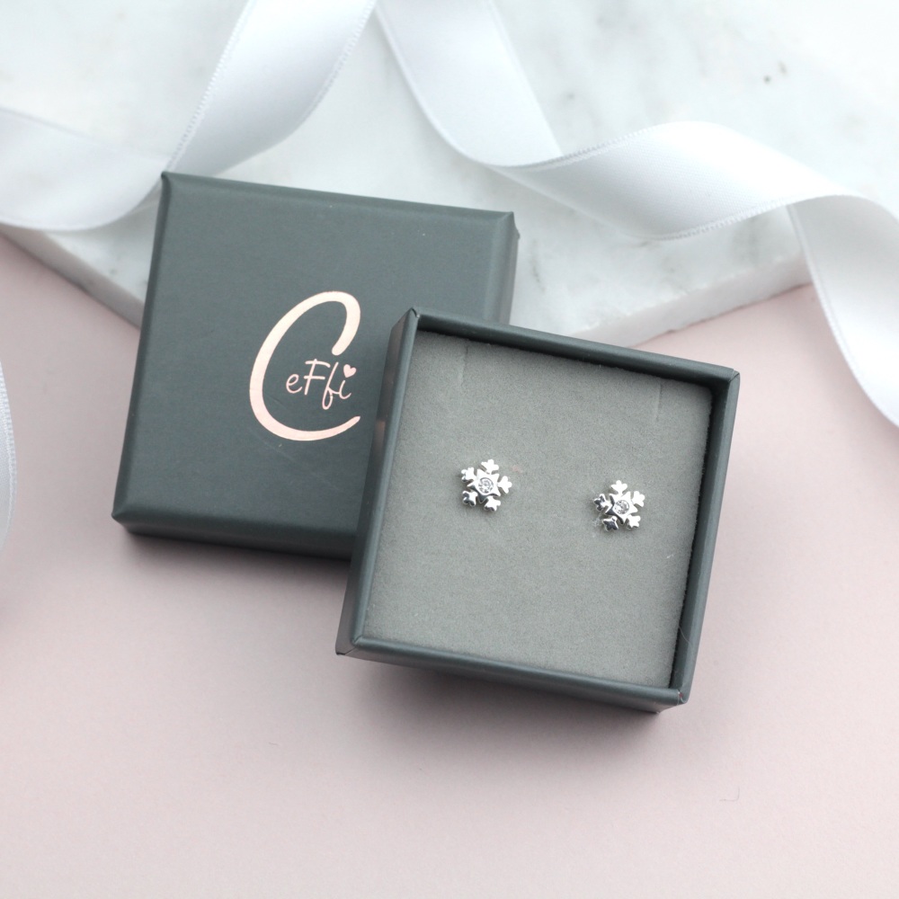 Snowflake Sterling Silver Earrings - CeFfi Jewellery