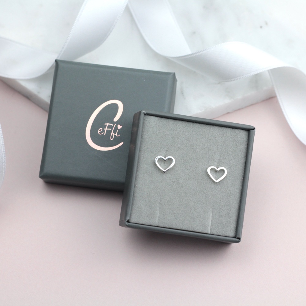 Classic Heart Earrings Sterling Silver  - CeFfi Jewellery
