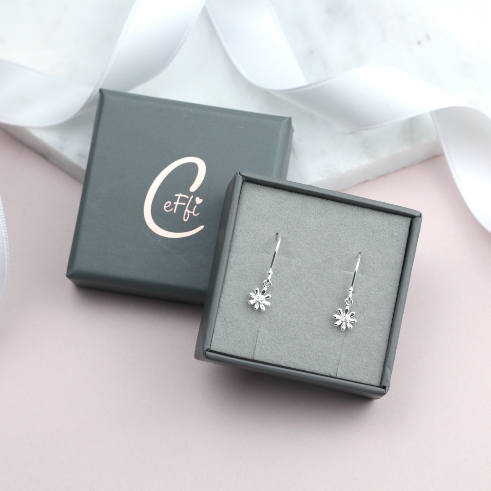 Daisy CZ Sterling Silver Earrings - CeFfi Jewellery