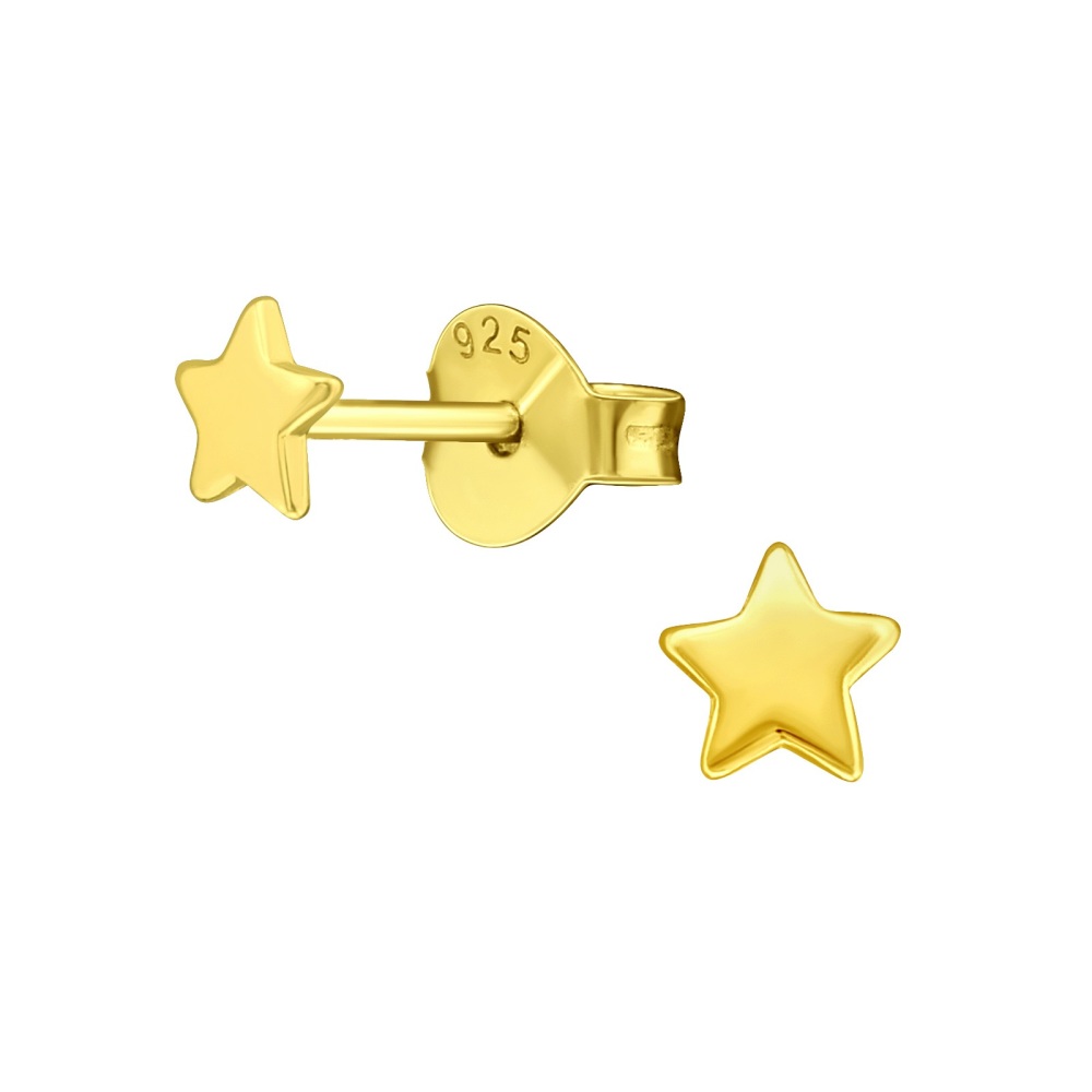 Sterling Silver Gold Star Earrings - CeFfi Jewellery