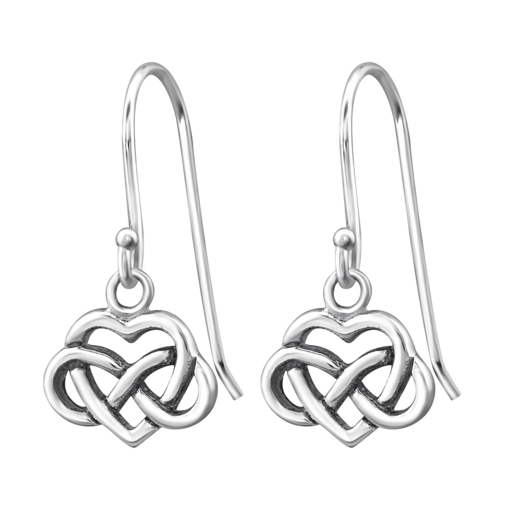 Celtic/Infinity Heart Earrings Sterling Silver  - CeFfi Jewellery