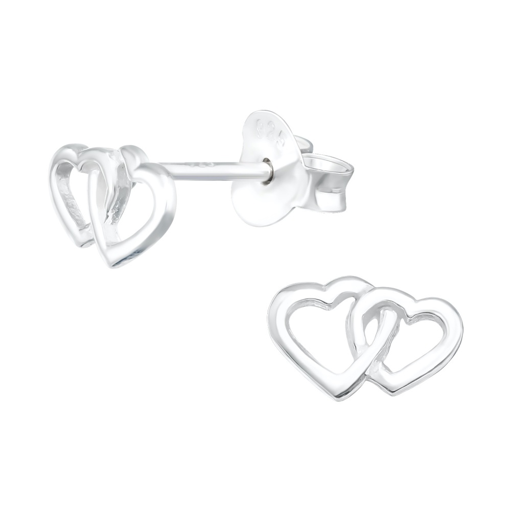 Interlocking Heart Earrings Sterling Silver  - CeFfi Jewellery