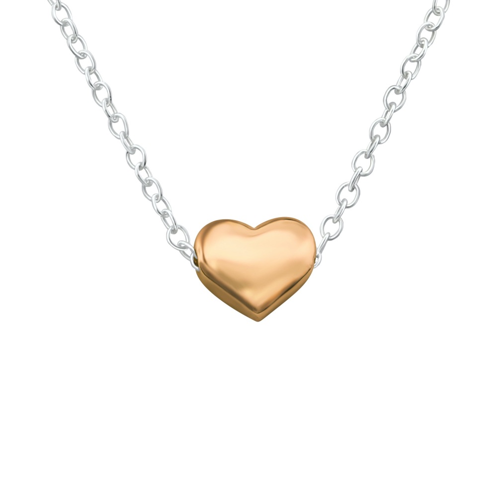 Rose Gold Heart Bead Necklace Sterling Silver - CeFfi Jewellery
