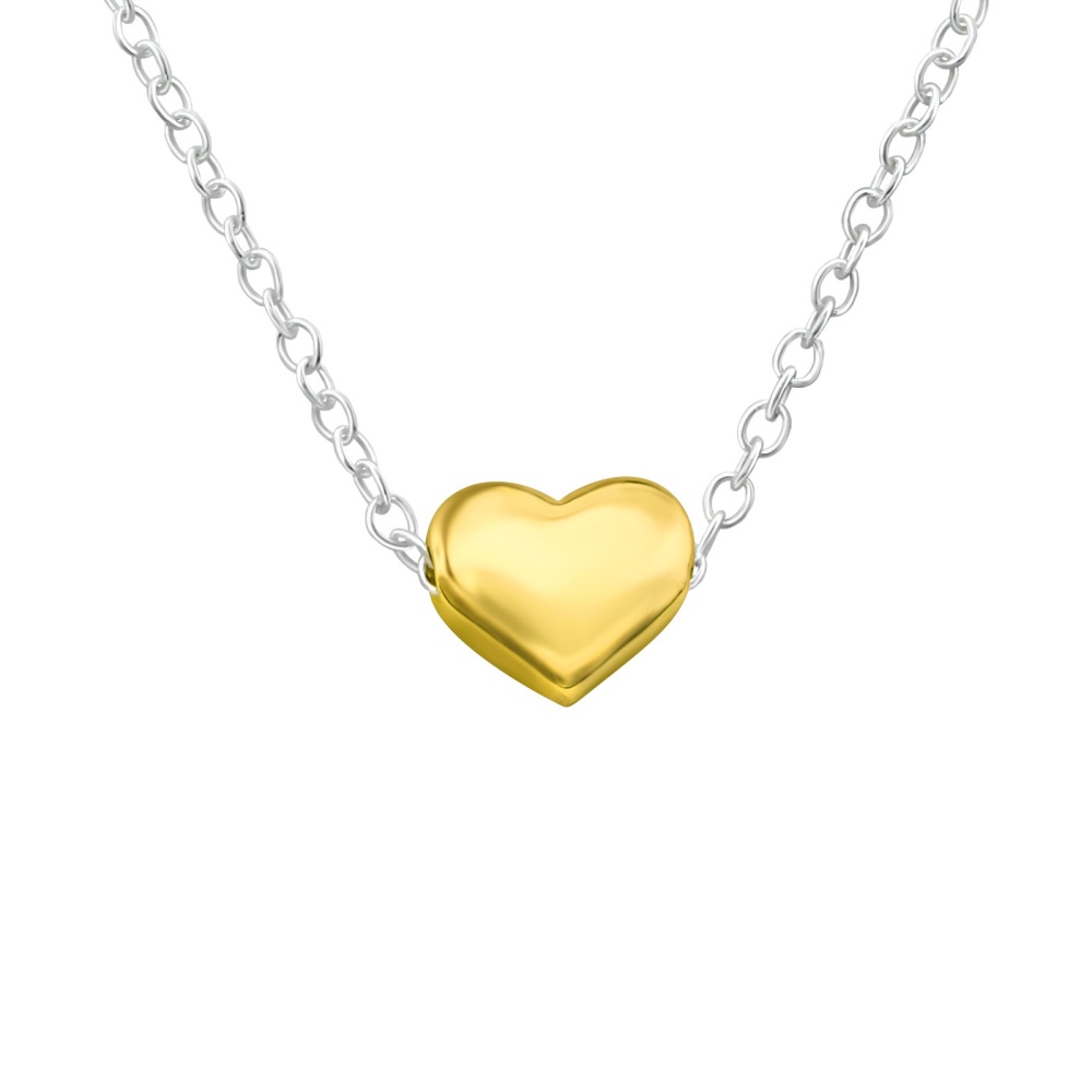 Gold Heart Bead Necklace Sterling Silver - CeFfi Jewellery