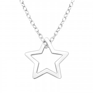 Open Star Necklace Sterling Silver - CeFfi Jewellery