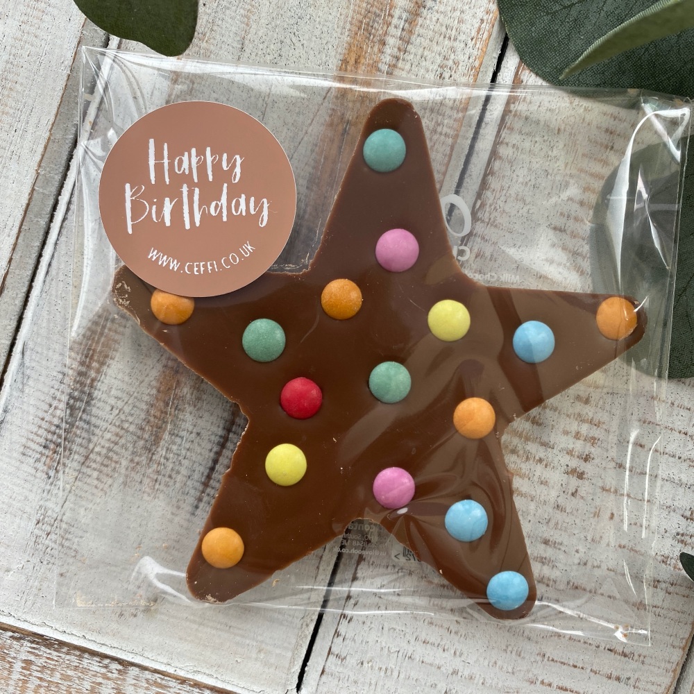 Happy Birthday Chocolate Heart or Star - Various Choice