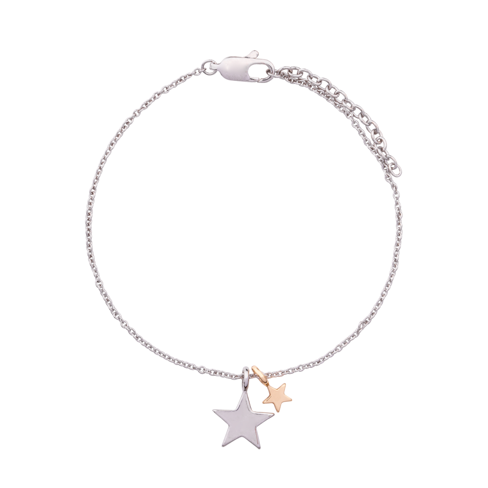 Silver Heart & Star Chain Bracelet - D & X Jewellery