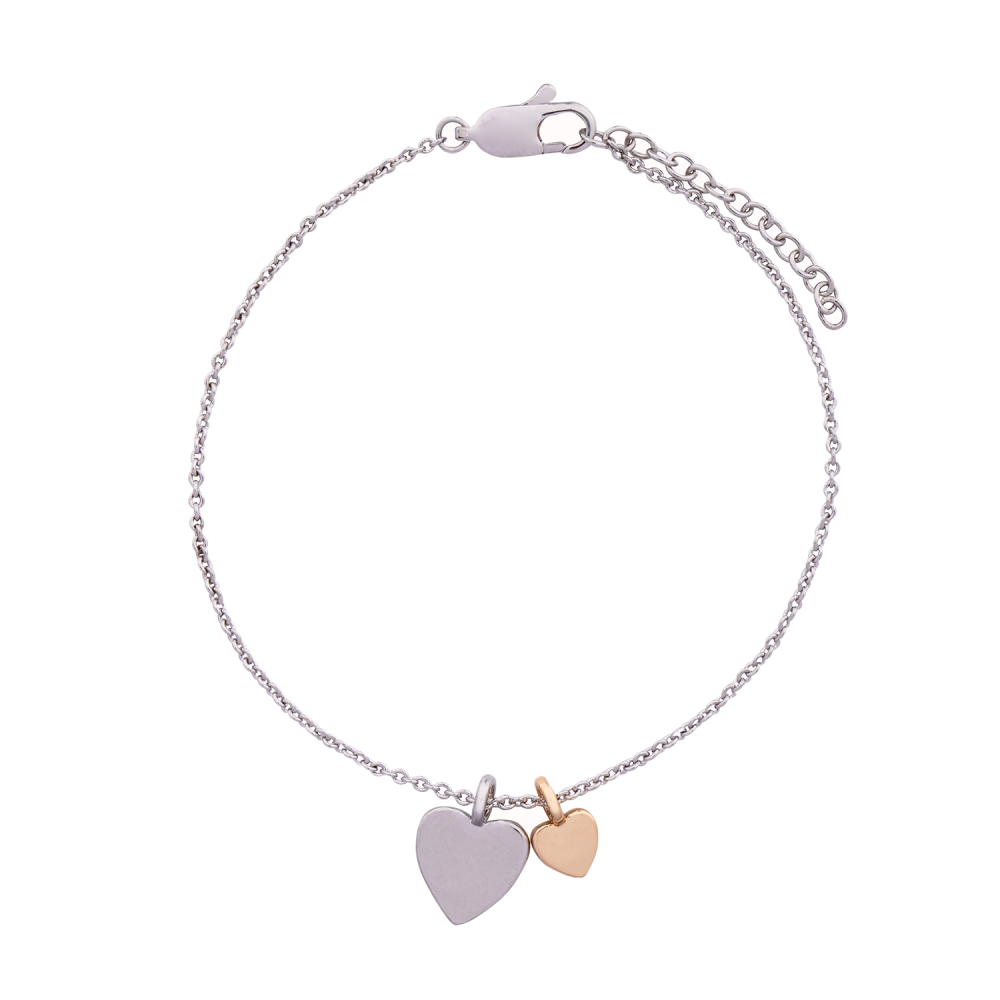 Silver & Gold Heart Chain Bracelet - D & X Jewellery
