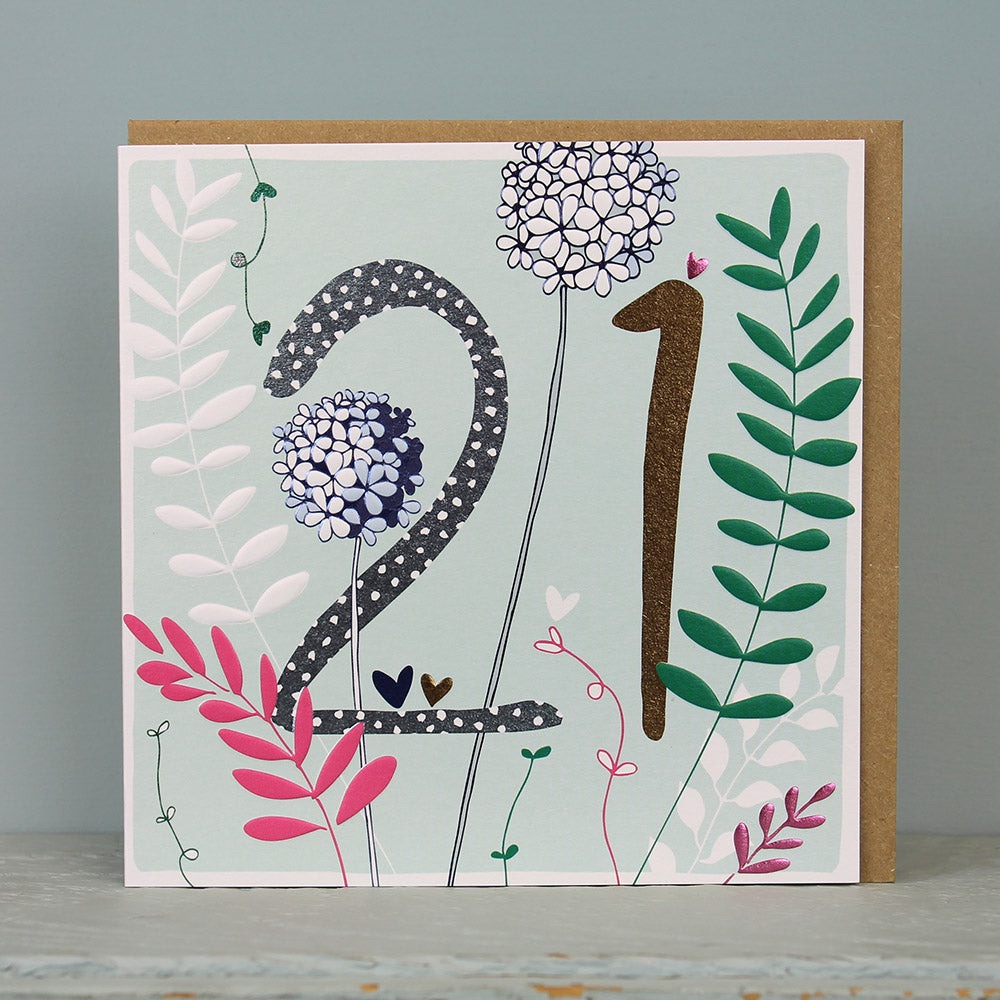 21st Birthday Modern Floral Card