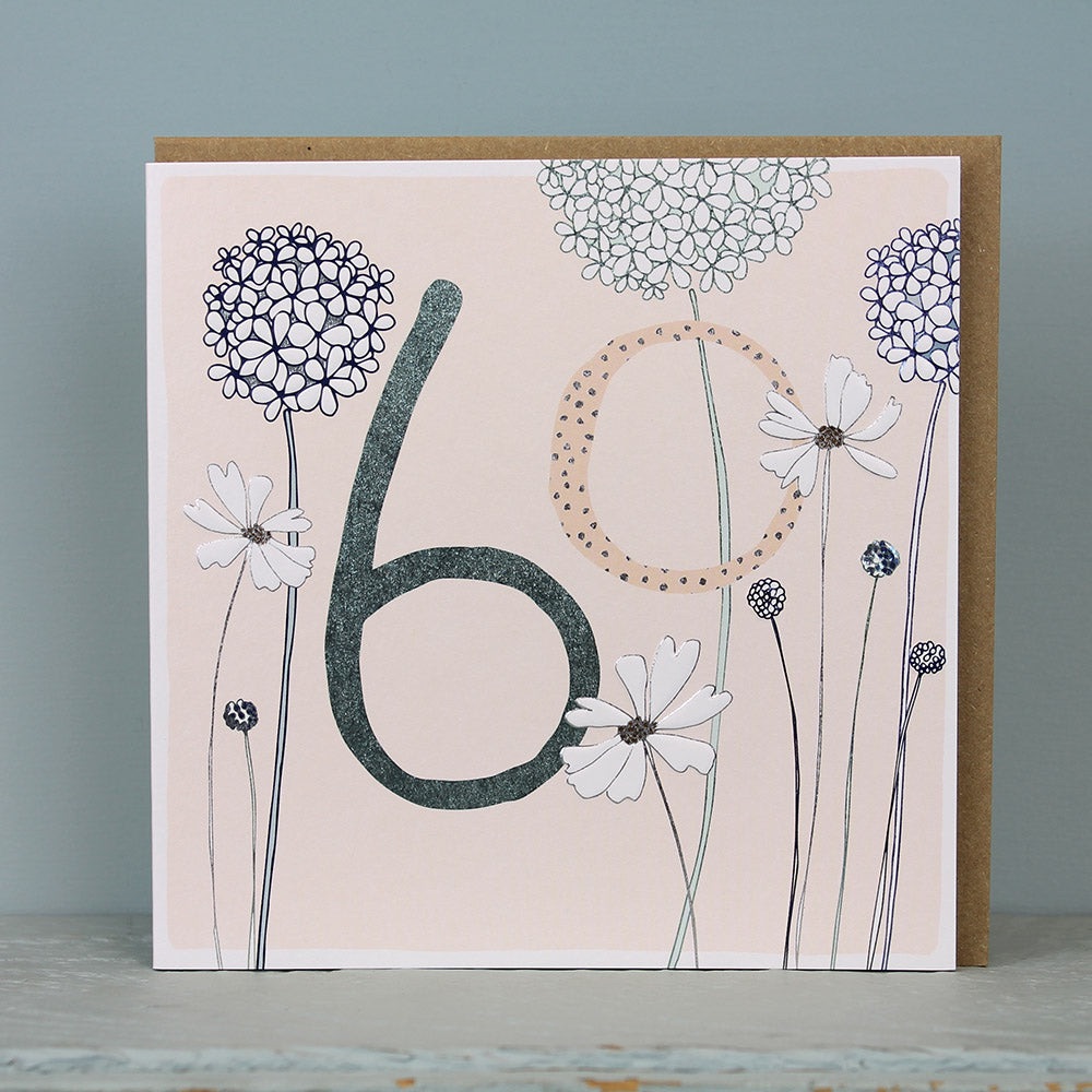 60th Birthday Modern Floral Card