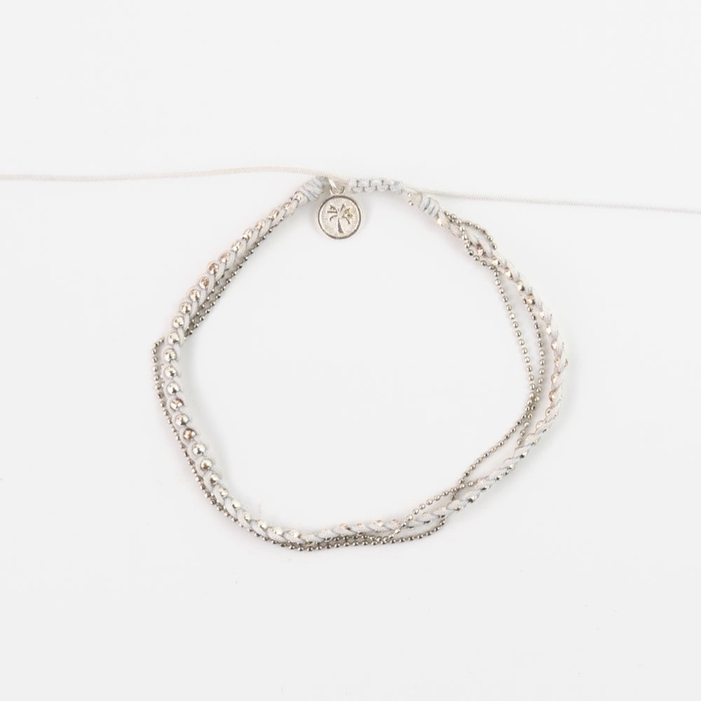 Silver & Grey Twisted Anklet