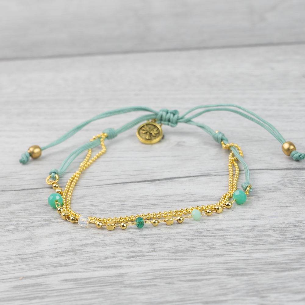 Gold & Green Beaded Bracelet