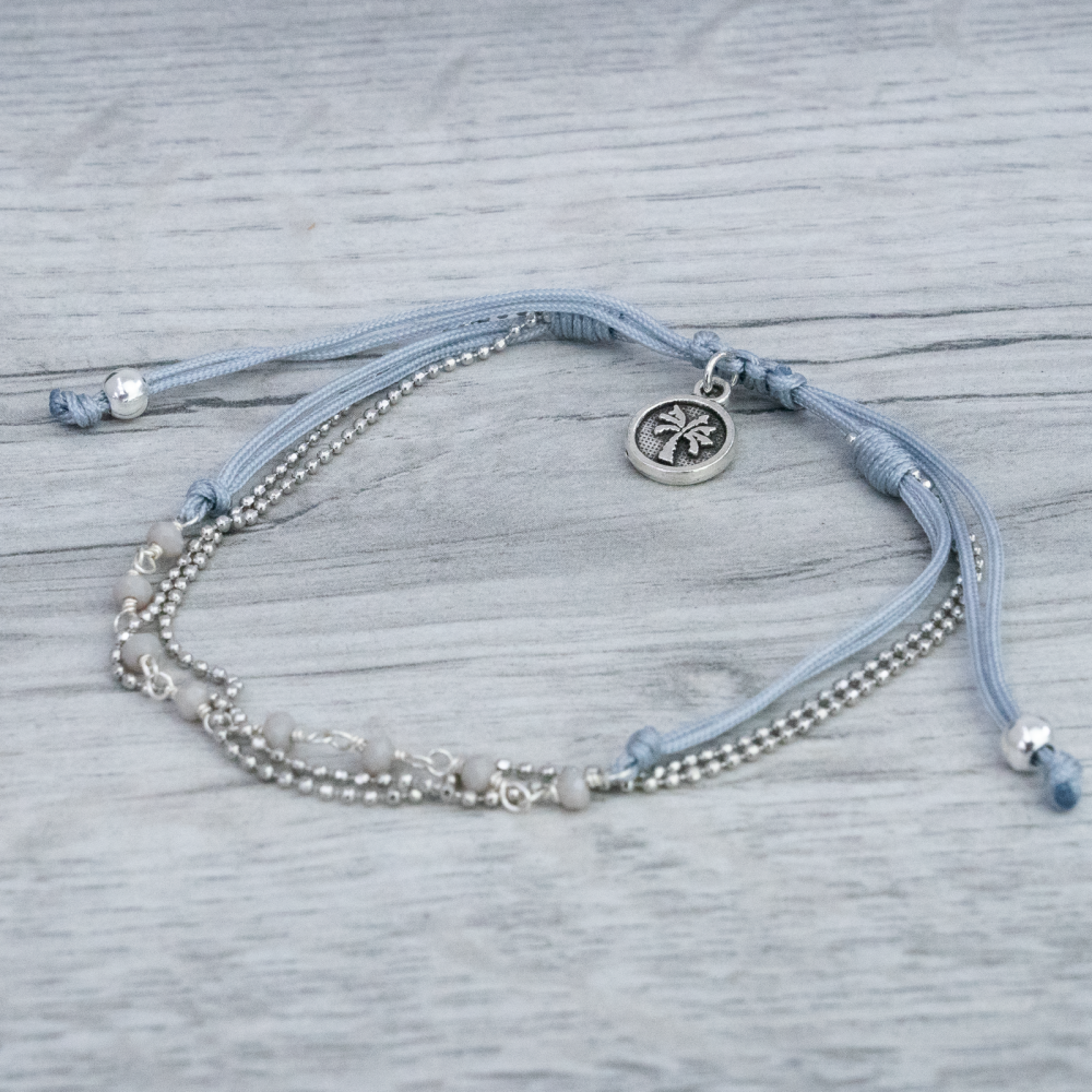 Silver & Grey Beaded Bracelet