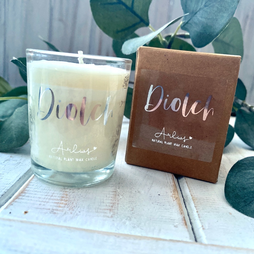 Cannwyll Diolch | Welsh Diolch Natural Small Candle