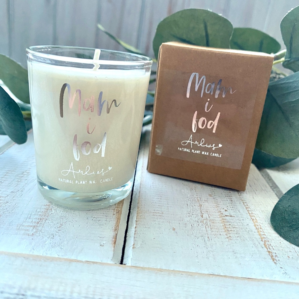 Cannwyll Mam i fod | Welsh Mum to be Natural Small Candle