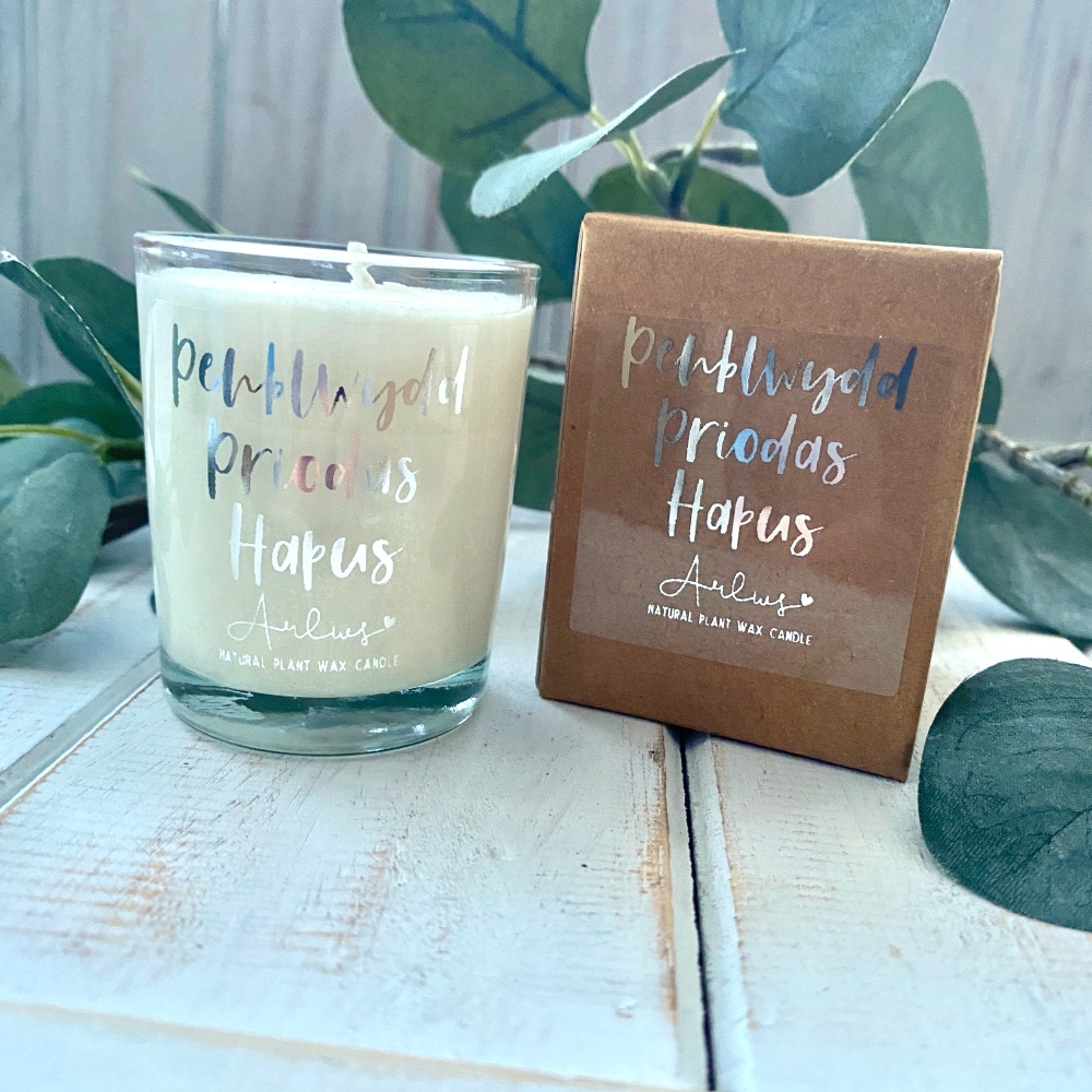 Cannwyll Penblwydd Priodas Hapus | Welsh Wedding Anniversary Natural Small Candle