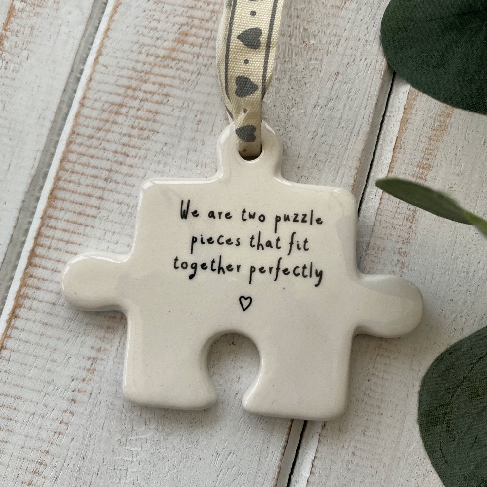We Are Two Puzzle Pieces that Fit Together Perfectly Ceramic Puzzle Decorat