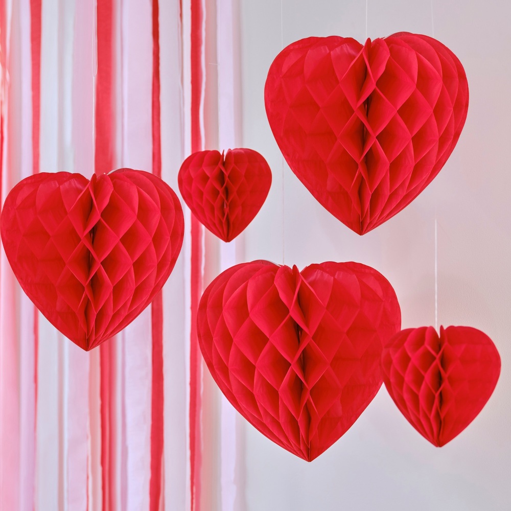 Heart Honeycomb Paper Decoration Pack