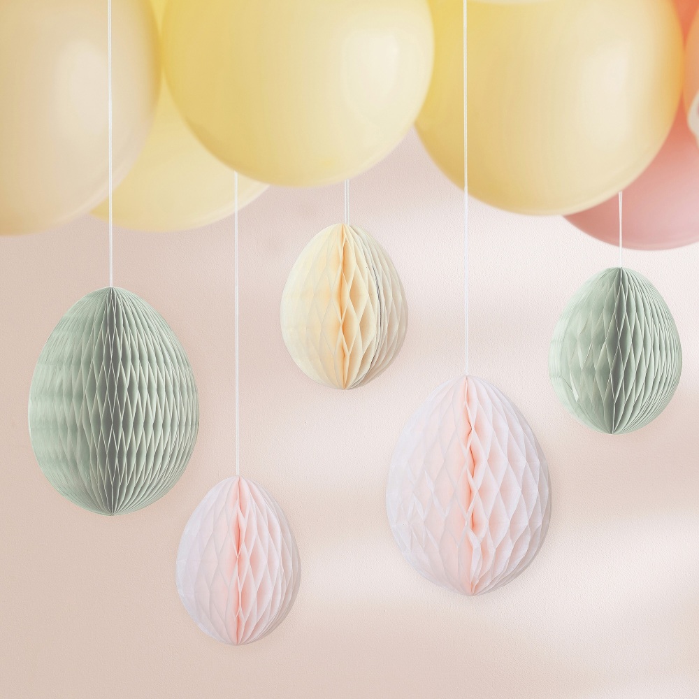 Easter Egg Pastel Honeycomb Paper Decoration Pack