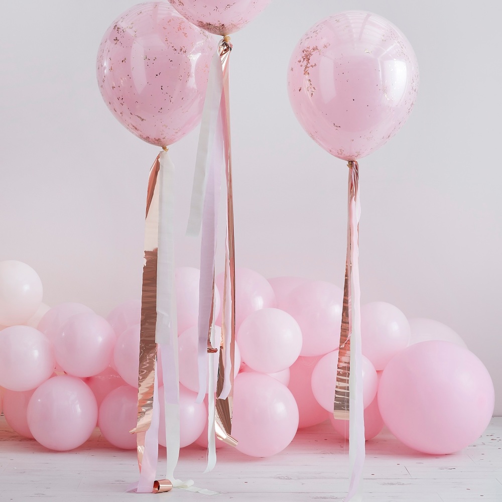 Rose Gold, Pink & Cream Streamer Balloon Tail