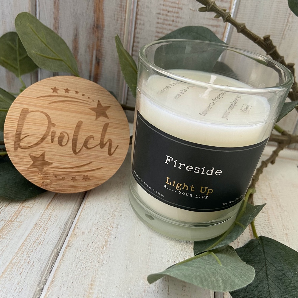 Cannwyll Diolch | Welsh Thank you Bamboo Lid Candle
