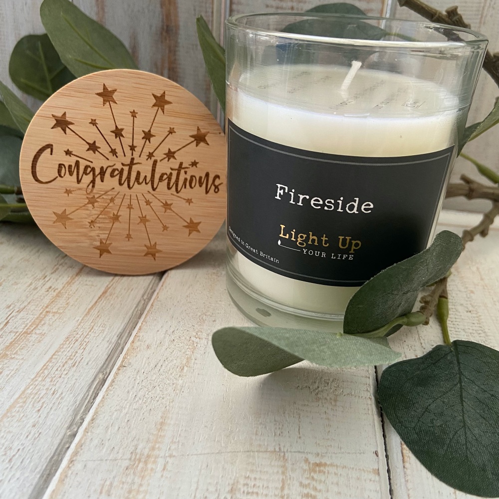 Congratulations Natural Candle with a Bamboo Lid | Various Scent Choice