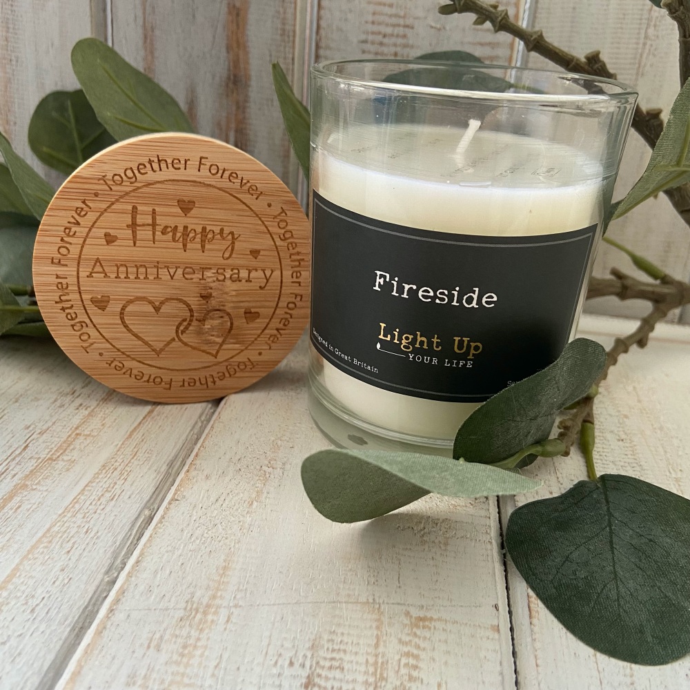 Happy Anniversary Natural Candle with a Bamboo Lid | Various Scent Choice