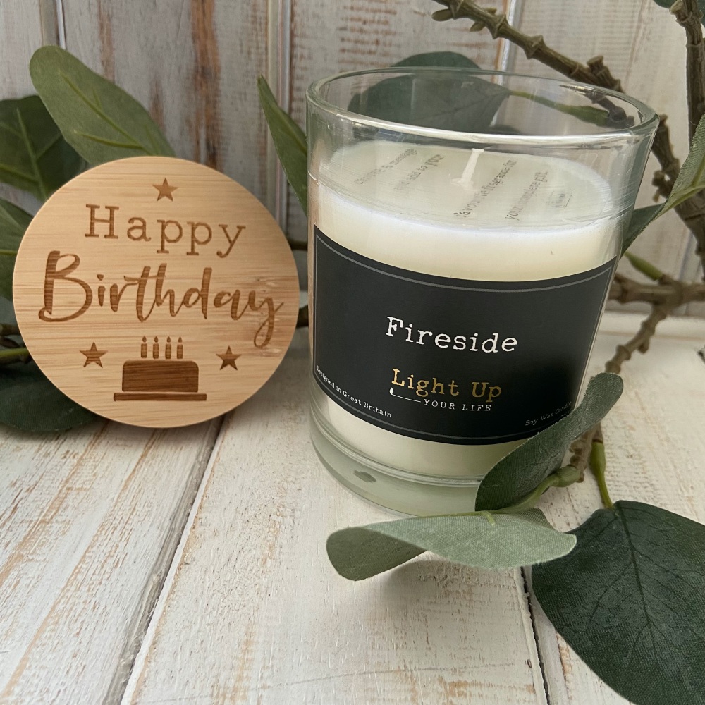 Happy Birthday Natural Candle with a Bamboo Lid | Various Scent Choice