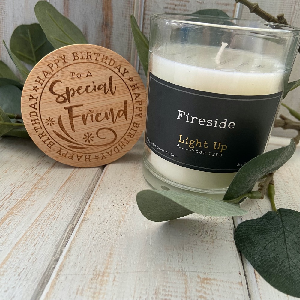 Happy Birthday To a Special Friend Natural Candle with a Bamboo Lid | Various Scent Choice