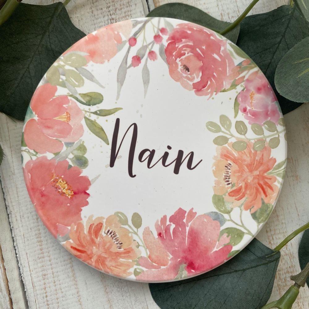 Coaster Nain Blodeuog | Welsh Nain Floral Coaster