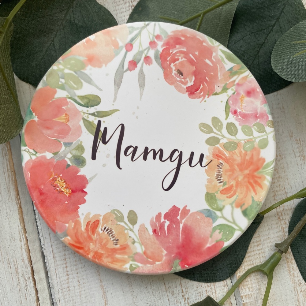 Coaster Mamgu Blodeuog | Welsh Mamgu Floral Coaster