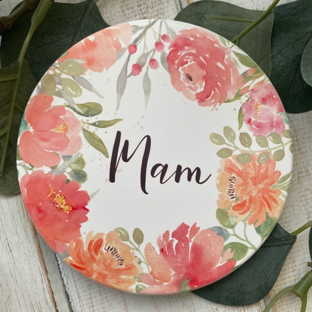 Coaster Mam Blodeuog | Welsh Mam Floral Coaster