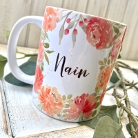 Mwg Nain Blodeuog | Welsh Nain Floral Mug