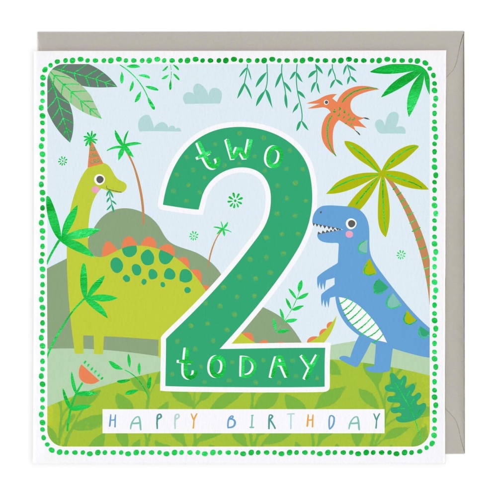 Happy 2nd Birthday Dinasours Card