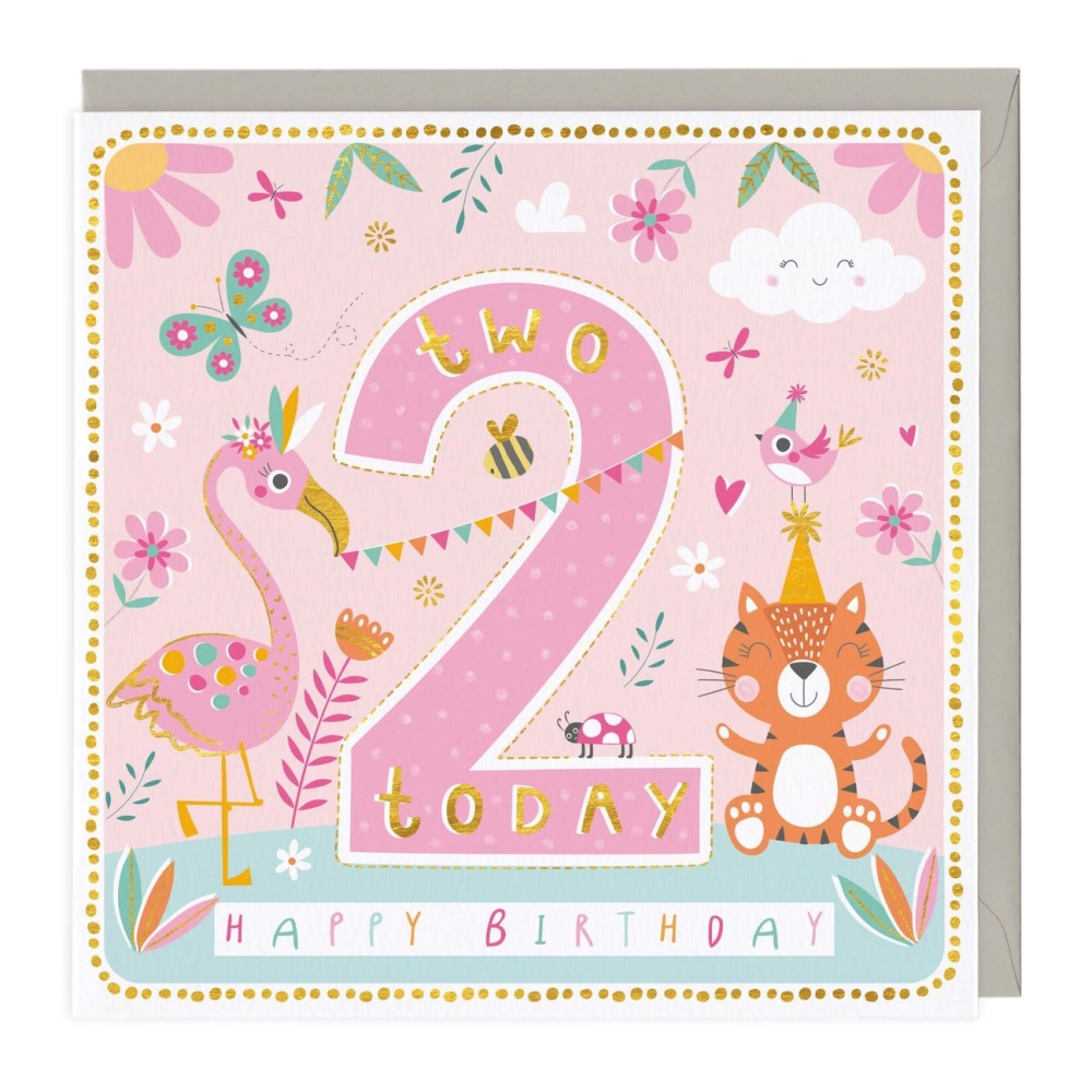 Happy 2nd Birthday Animals Card