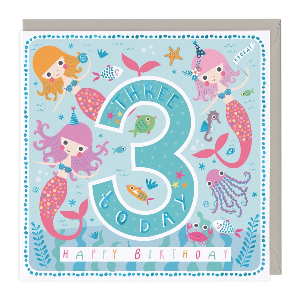 Happy 3rd Birthday Mermaids Card