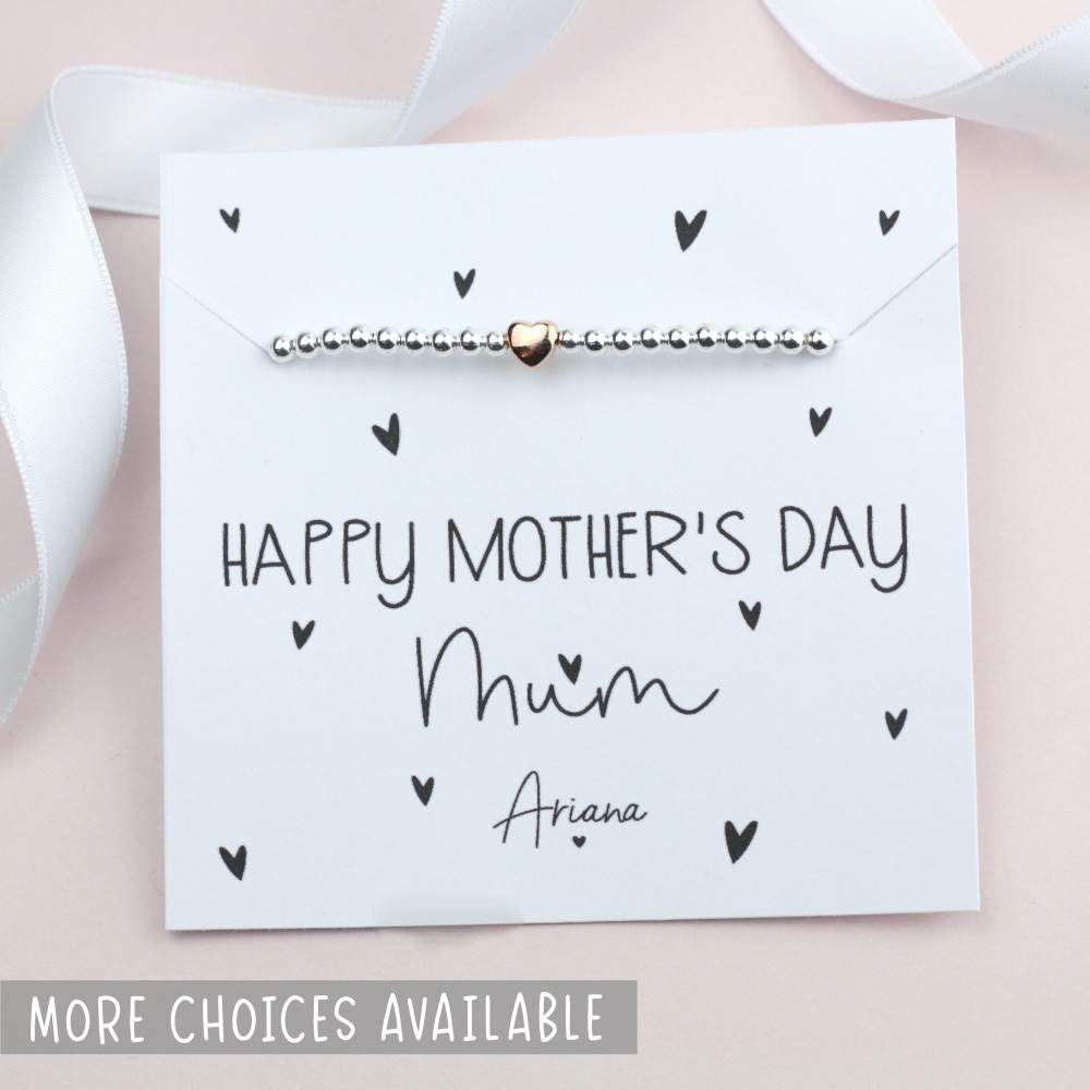 Happy Mother's Day Mum Silver Stretch Bracelet | Various Choice