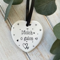 Addurn Diolch o galon Cerameg | Welsh Diolch o galon Ceramic Decoration