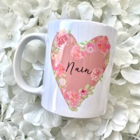 Mwg Nain Calon Blodeuog | Welsh Nain Floral Heart Mug