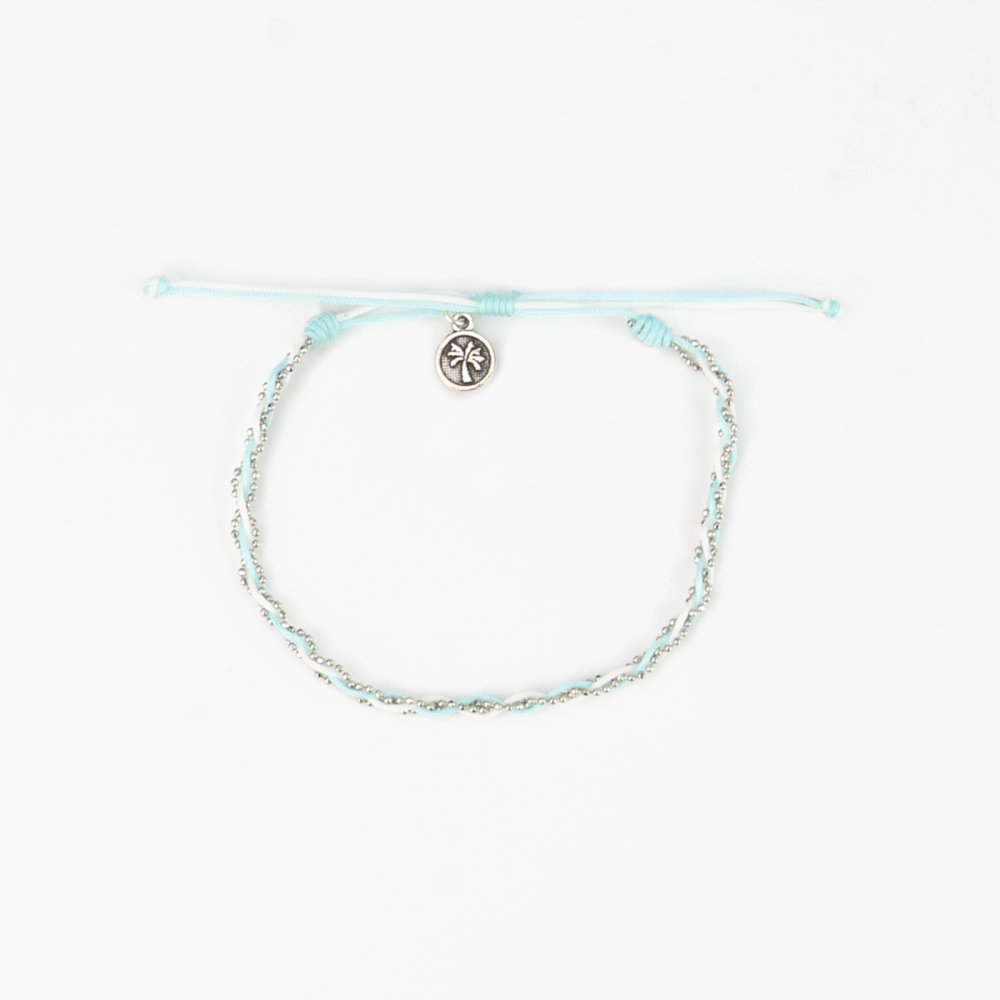 Blue, White & Silver Twisted Anklet
